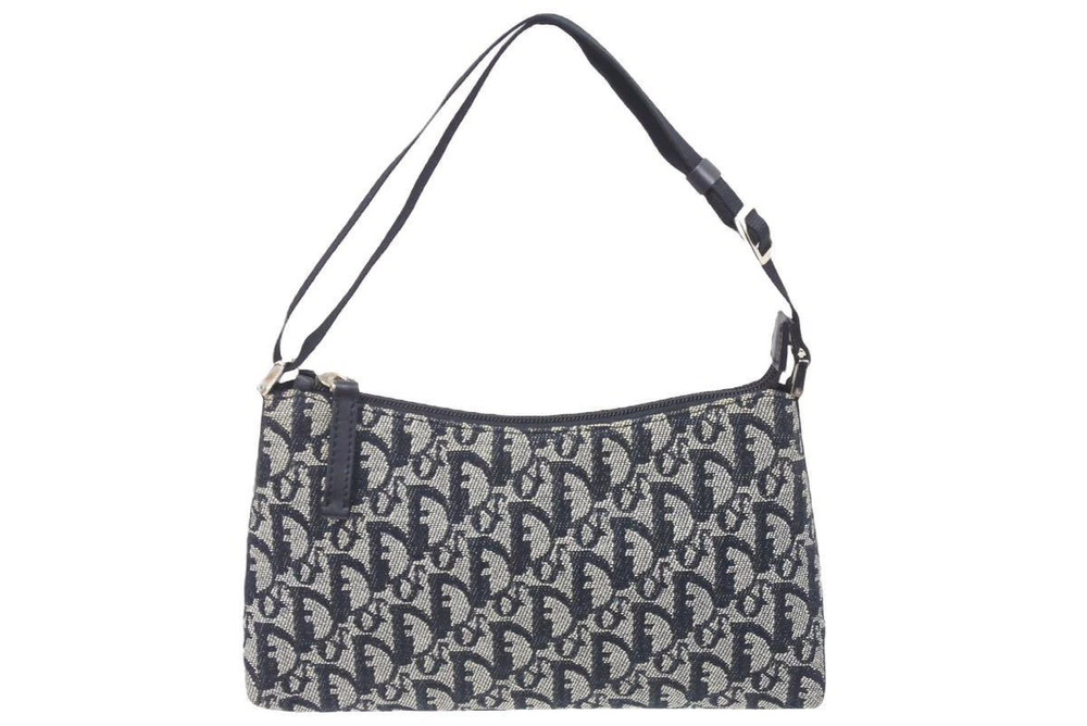 Christian Dior Hobo Handbag Trotter Black Gray